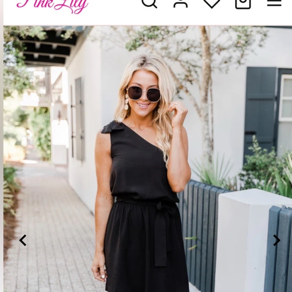 Pink Lily Black Asymmetrical One-Shoulder Sheath Dress